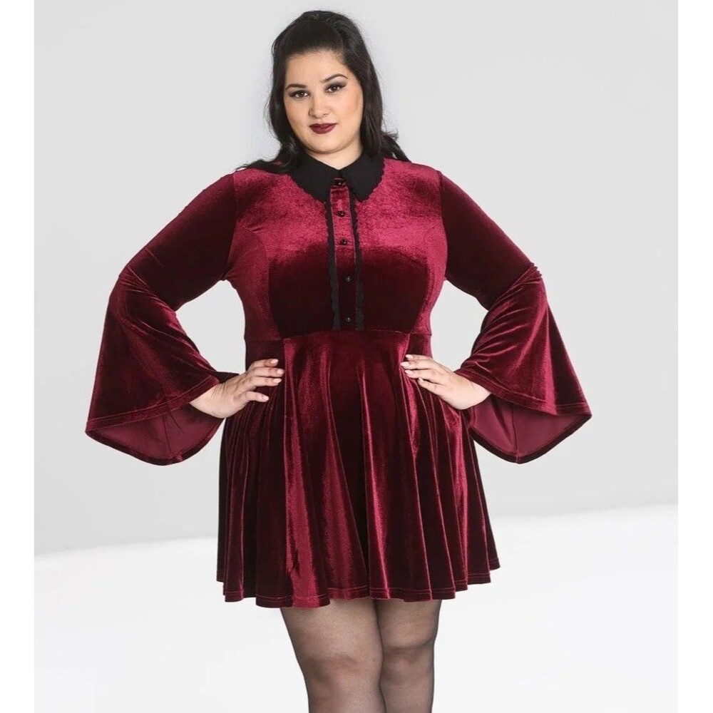 Hell Bunny Velvet Prudence Dress Size 3XL Whimsigoth Goth Witchy Vampy Victorian